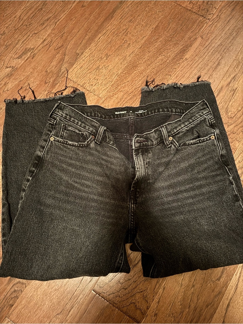 Old Navy Black Frayed Hem Boyfriend Jeans